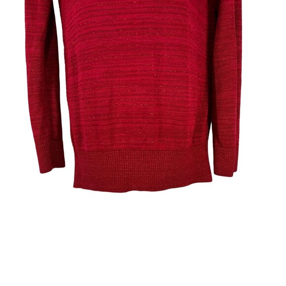 AB Studio Women's Red Knit Cowl Neck Sweater Size M - Picture 2 of 9